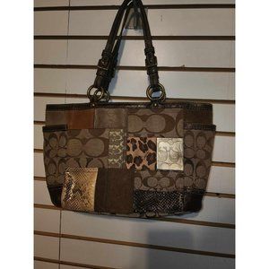 COACH 12843 Signature Patchwork Suede and Leather Tote Bag Purse VGC!